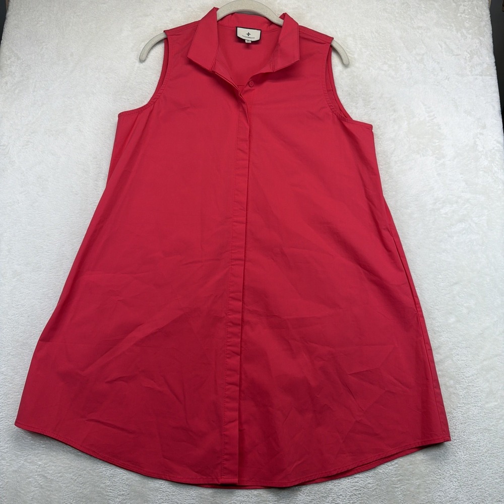 Tuckernuck Womens M Red Sleeveless Collared Tunic Top Popover Stretch Preppy